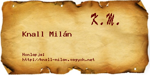 Knall Milán névjegykártya